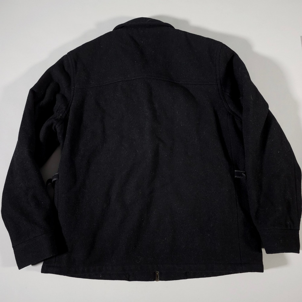 Polo Ralph Lauren Harrington Jacket Mens Medium Black Wool Blend Quilted Zip Up - Picture 6 of 7